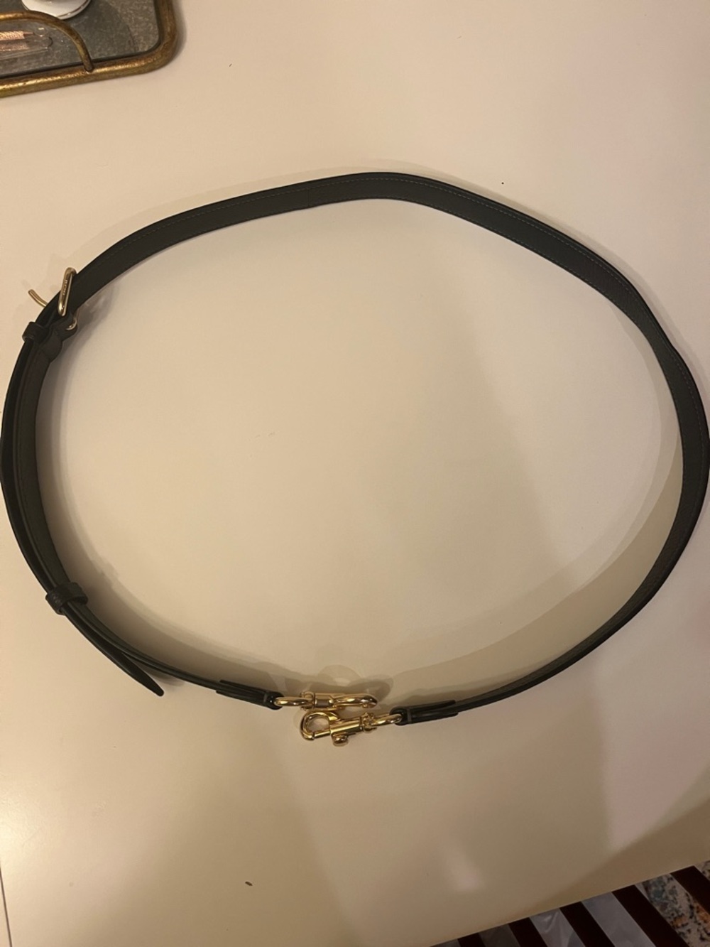 Coach Adjustable Black Leather Crossbody Strap with Gold/brass Hardware